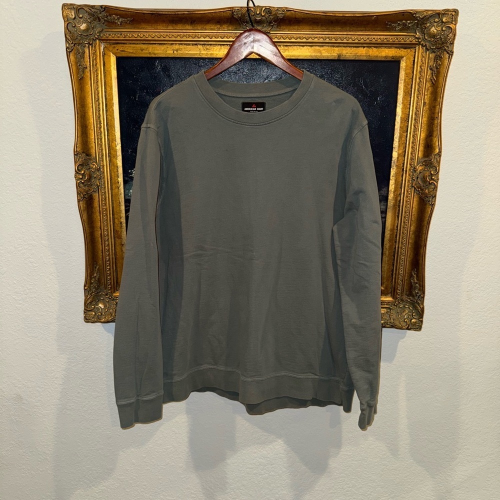 American Giant Men’s Soft Green Gray 100% Cotton Sweatshirt Gorpcore Size XL